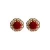 Vintage Red Velvet Pearl Flower Stud Earrings for Women Girls French Palace Style Small Earrings Banquet Jewelry Accesssories