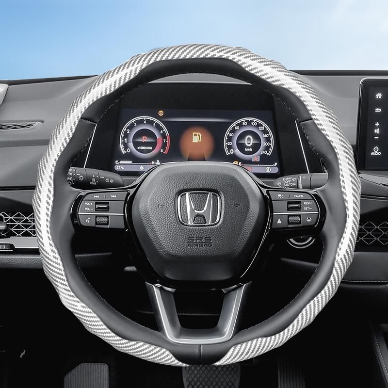 

Suitable for Honda Carbon Fiber Texture Steering Wheel Cover Snap-On Wave-Shaped Sports Design Protective Shell Crv Civic Accord Hrv білий