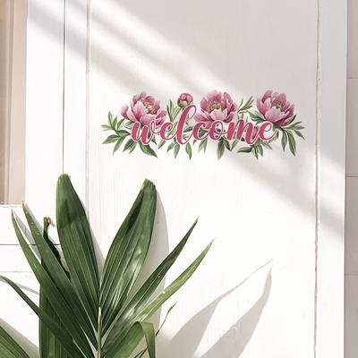 English Slogan Flower Bedroom Study Door Pasted Home Background Beautification Wall Stickers