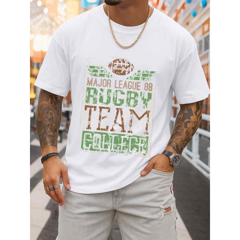 

European sizes Rugby Team College Tee Mens T Shirt White Limited Edition Gifts for Summer Casual Daily Wear Classic Casual T-shirt, Street Style S белый