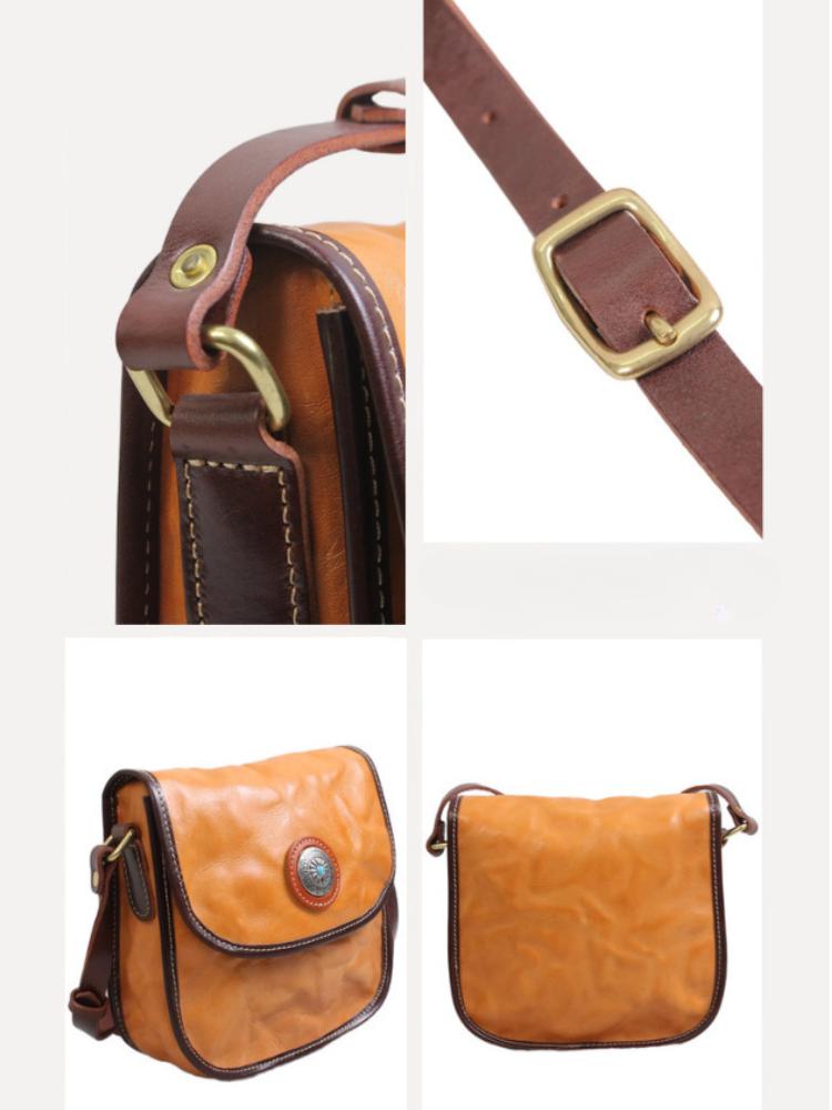 Johnature Genuine Leather Handmade Saddle Bag High-quality Cowhide Large Capacity Vintage Shoulder Crossbody Bag