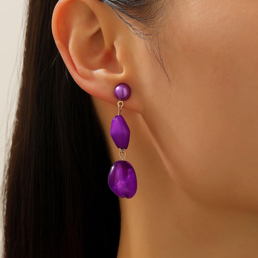 Colorful Irregular Resin Drop Earrings Three Tier Geometric Dangle Earrings for Women