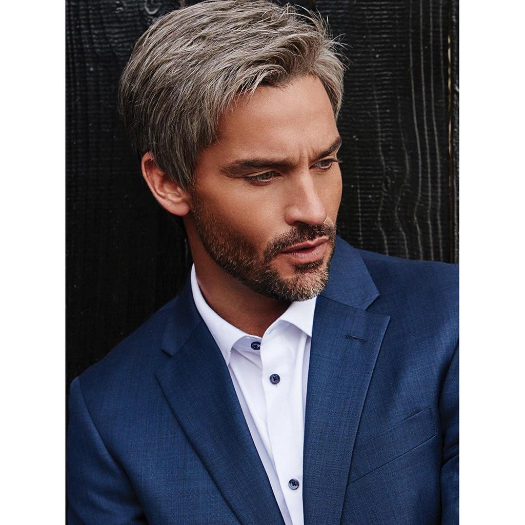 Wigs For Men Short Toupee Haircut Straight Synthetic Natural Hair Replacement Wigs With Wig Cap