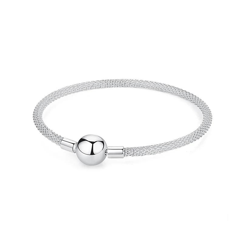 Originale 925 Sterling Sølv Armbånd Armbånd Krystallkule Kjærlighet Hjertelås Perler Charms Moments Armbånd For Kvinner DIY smykker