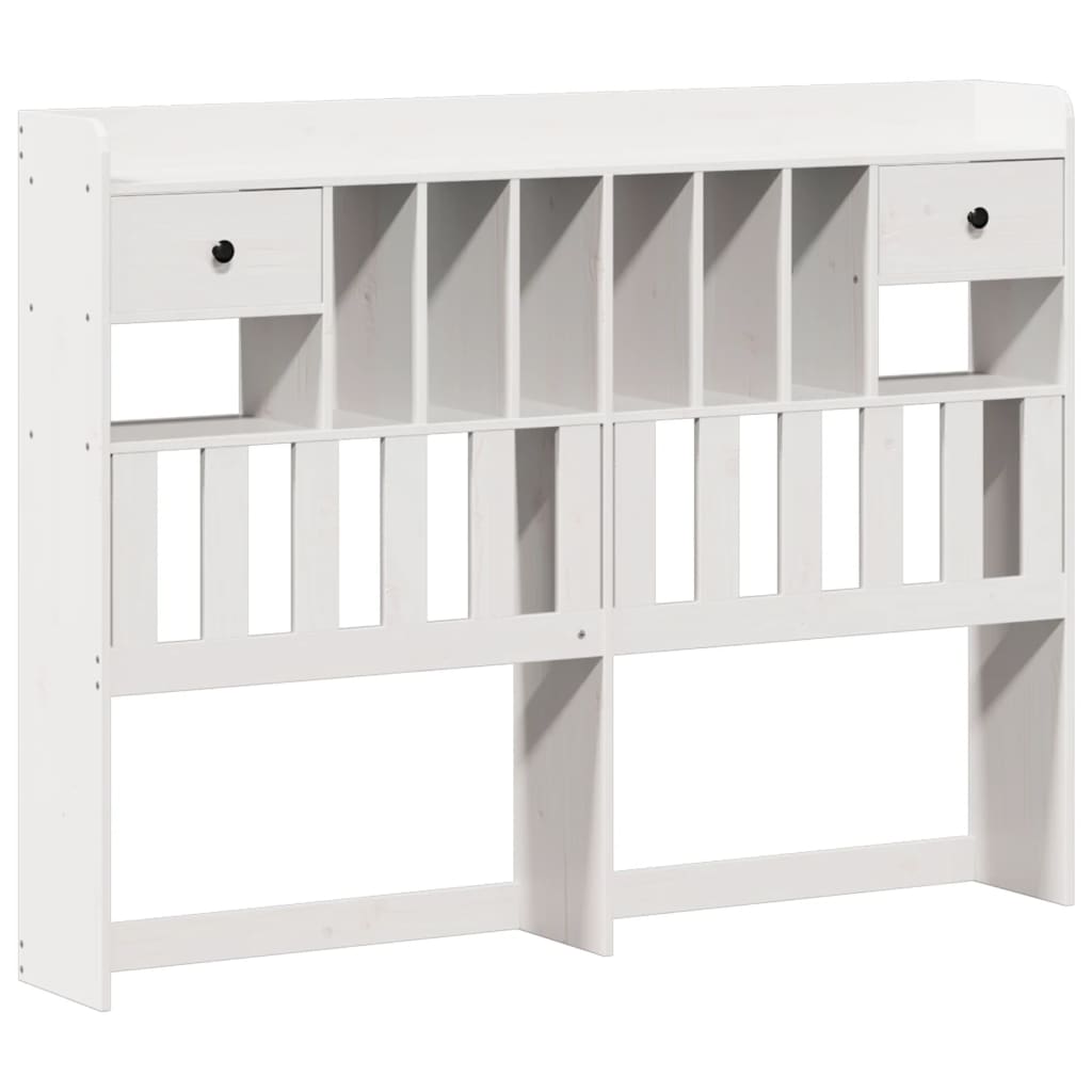 Solid Wood Bed with Shelf Without Mattress White 140x200 Cm Pine