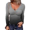 Fashion Womens Tops Casual V Neck Tunic Tops Striped Button Pullover Sweatshirt  Casual T-shirt Top