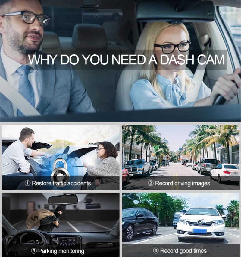 4K WIFI Mini Dash Cam Auto DVR Vorne und Hinten Video Recorder mit Nachtsicht 24H Parkplatz Kamera Monitor Black Box Auto Zubehör