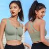 Women's Support Cross Back Wirefree Removable Cups Women's Zipper Front Closure Yoga Sport Bra Sports Bra