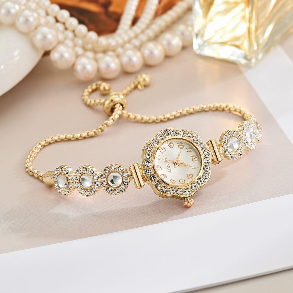 Lazy Free Pull-out Women's Bracelet Women's Watch Fashion Color Diamond Fashion Temperament Quartz Watch