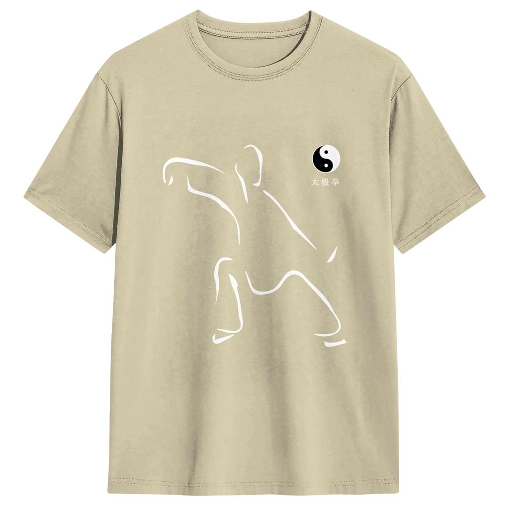 Tai Chi T-Shirt Sommer Baumwoll-T-Shirts Für Unisex Hippie Lässiges T-Shirt Kurzarm Street Style Oberteil Tees