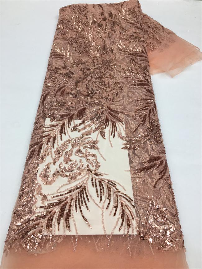 Wholesale African French Emerald Green Garments Decoration Custom Design Beaded Sequin Lace Embroidered Fabrics