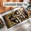 Forest Nature Theme Crystal Velvet Rug Personalized Custom Name Text Soft Floor Mat Home Decor