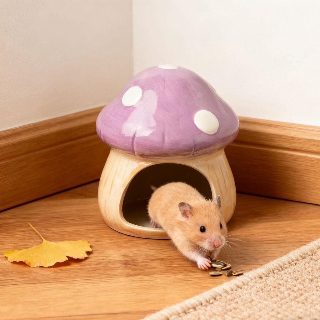 Ceramic Hamster House Cute Hamster Hide Bed Small Animal Hideout Hideaway House for Hedgehog Dwarf Hamster Gerbils Accessories