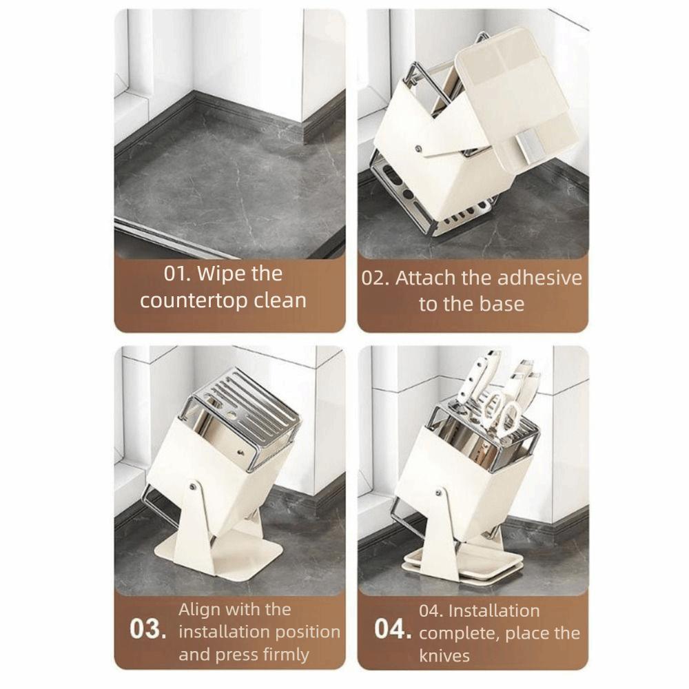 Anti-slip Stainless Steel Cutter Holder Rotatable Chopstick Bucket for Home