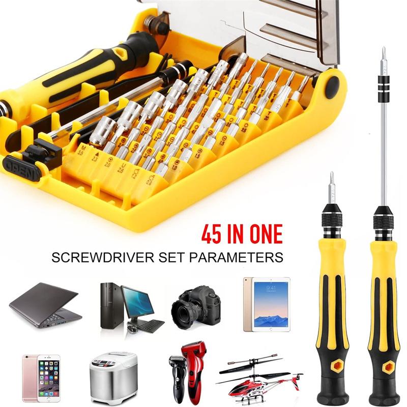 45 In 1 Mini Screwdriver Set Kit Tools Set Small Precision Screwdriver Kit with Tweezers Extension Shaft for Repair Maintenance