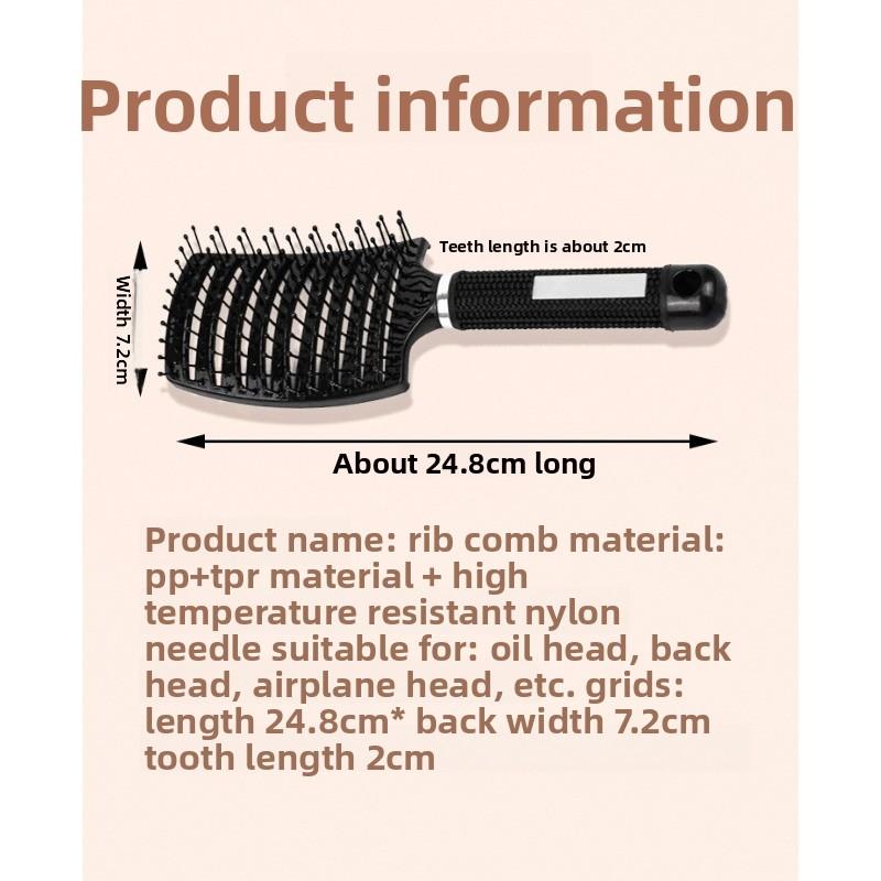 Curved Boar Bristle Hair Brush Professional Detangling Hairbrush Head Massage Comb Hairdressing Styling Comb for Women Men
