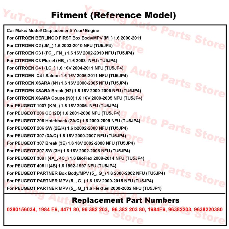Fuel Injectors Valve For CITROEN C3 C4 C2 XSARA 1.6L PEUGEOT 206 CC 307 SW 1007 308 405 PARTNER Nozzle Accessories 0280156034