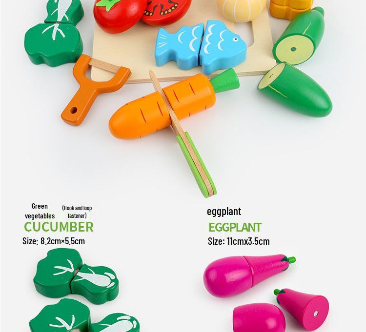 Qie Qie Le Kids' Educational Wooden Kitchen Toy Set: Magnetic Fruits & Vegetables for Ages 4-6