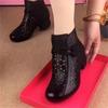 New Women's Fashion Hollow-Out Soft Sole Mid-Heel Ankle Boots, Retro Breathable Comfortable Shoes 2025