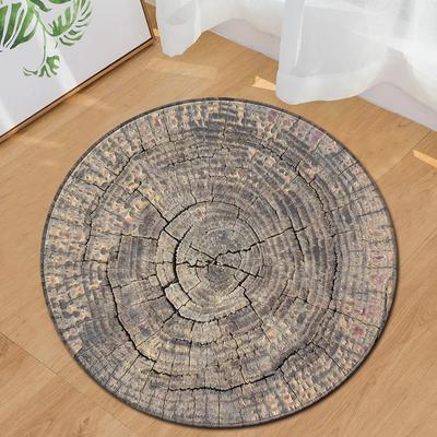 Wood Grain Printed Pattern Round Carpet for Home Living Room Bedroom Kitchen Bathroom Decor Floor Decoration Anti-slip Carpets