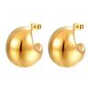 Round high-end stainless steel hollow earrings, simple and fashionable women's geometric titanium steel earrings, earrings