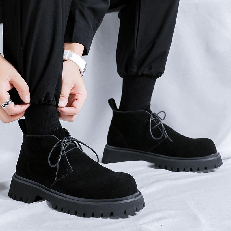 Derby shoes winter new one-pedal low-top leather shoes men's retro platform lightweight casual shoes 43348-R