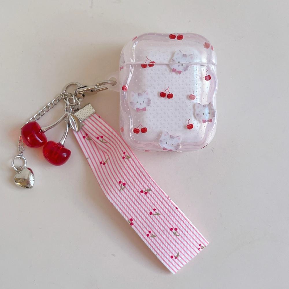 Girl wind cherry kitten for apple AirPods pro3 pro1 generation 2 generation protective case appleAirPods 4 1/2/3 generation bluetooth headset case