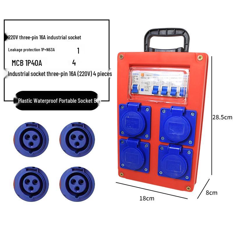 Compact Industrial Power Strip with RCD and Display for Construction Sites