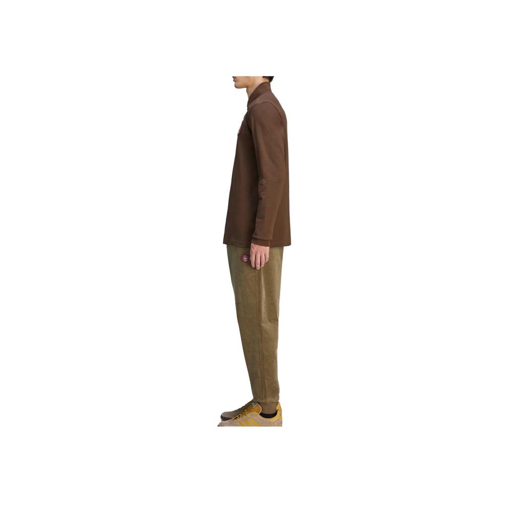 adidas Originals X C.P. Company Collaboration Casual Simple Long Sleeve Polo Shirt Unisex Tops Brown JE8671