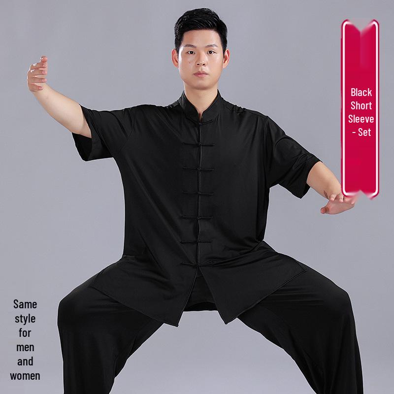 Summer Milk Silk Tai Chi Short Sleeve Top for Men and Women - Perfect for Practice, Performance, and Morning Exercise