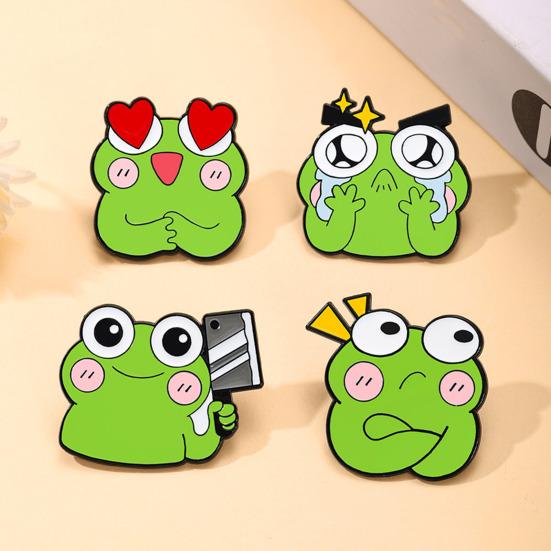 Brosche Anstecknadel Cartoon Frosch Design Zinklegierung Nadel Handbemalte Emaille Glasur Anzüge Mäntel Pullover Abzeichen Vielseitiges Accessoire