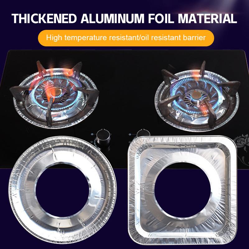Set da 10 Pezzi Coperture in Foglio di Alluminio Spesso Protezione Anti-Olio per Fornello a Gas Copertura Protettiva Pad Pulizia Resistente Parti per Pulizia Cucina