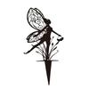 Black Fairy Metal Statue for Garden Flowerbed Decoration