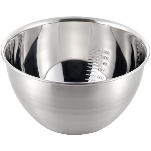 Yoshikawa Silver Bowl, 24cm, with Graduations, Perfect Fit, Made In Japan, Tsubame-Sanjo, SJ1396