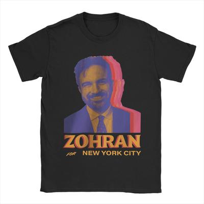 For New York City Zohran Mamdani Men's T Shirt Funny Tees Short Sleeve Round Neck T-Shirts Pure Cotton Graphic Printed Clothing