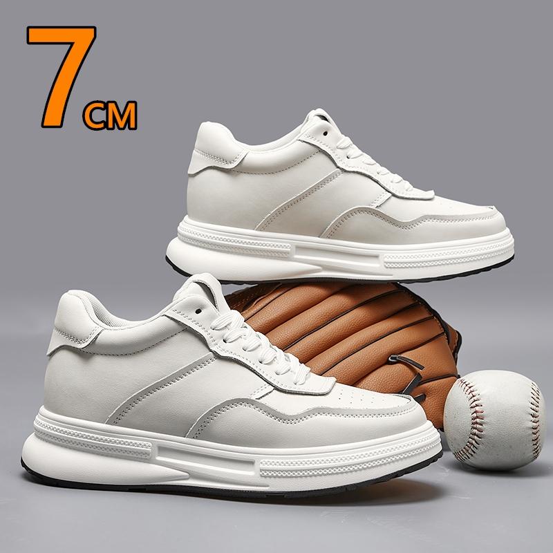 Fashion 7cm Men Height Increase Genuine Leather Casual Sneakers Elevator Shoes Comfortable Fashion Skateboard Shoes for Men Lift Sports