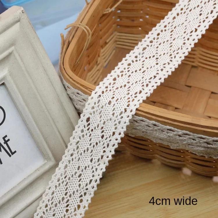 Ivory White Cotton Lace Trim Ribbon DIY Embroidered for Sewing Decoration Fabric Tape Handmade DIY Craft Materials Hair Headwear