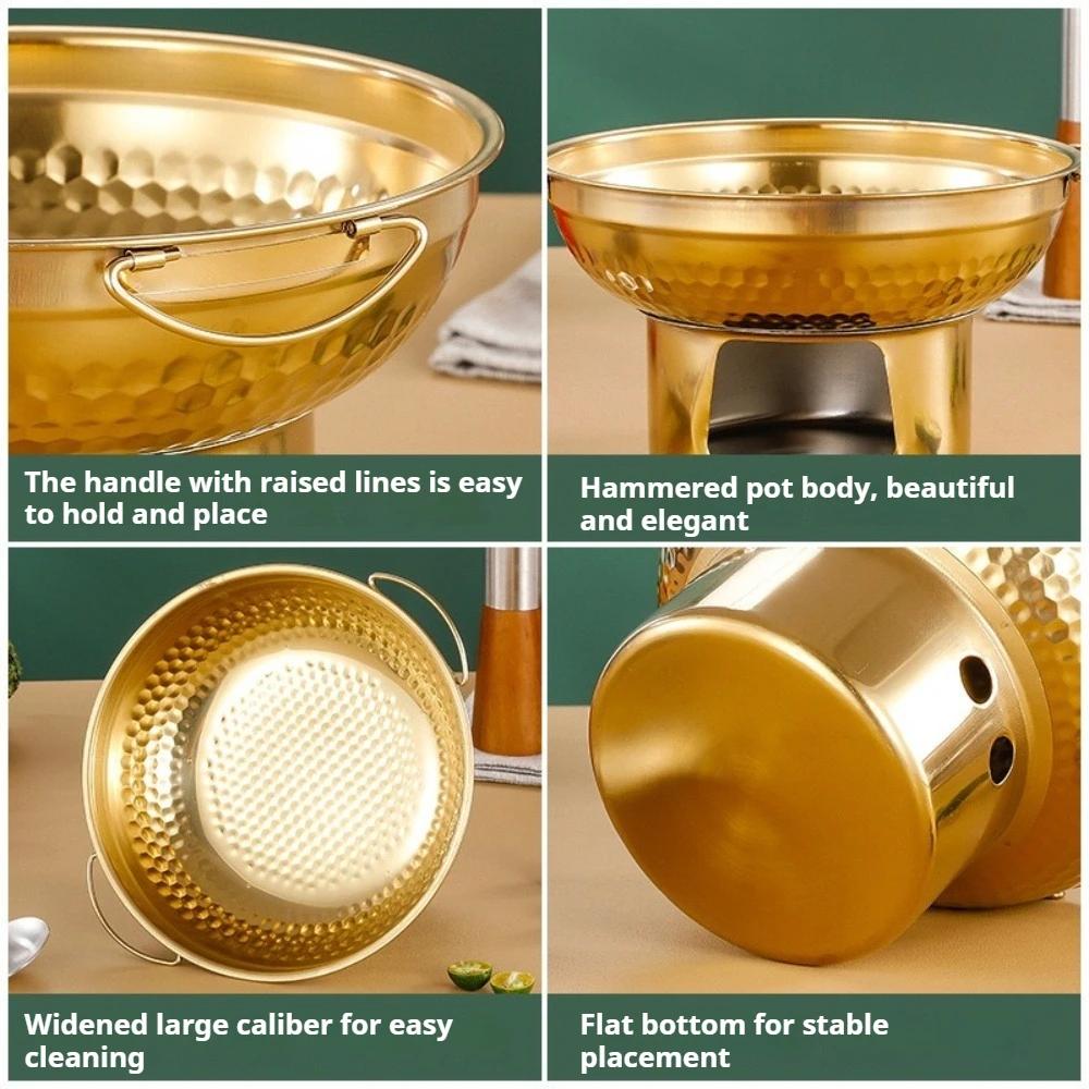 Stainless Steel Hot Pot with Double Ears Thai Tom Yum Kung Pot Fast Heating Household Hot Pot for Fruit Salmon Snack Shrimp