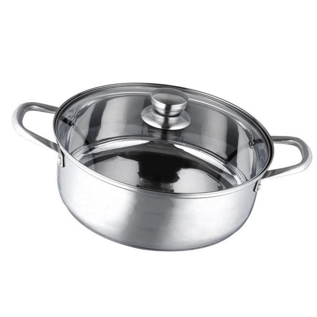 Stainless Steel Hot Pot Thicken Bottom Universal Stainless Steel Casserole with Lid 10.2in