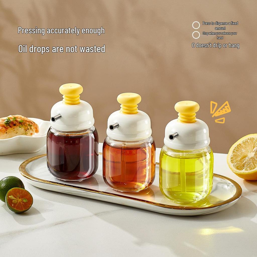 Press-Type Glass Oil & Vinegar Dispenser Bottle for Kitchen