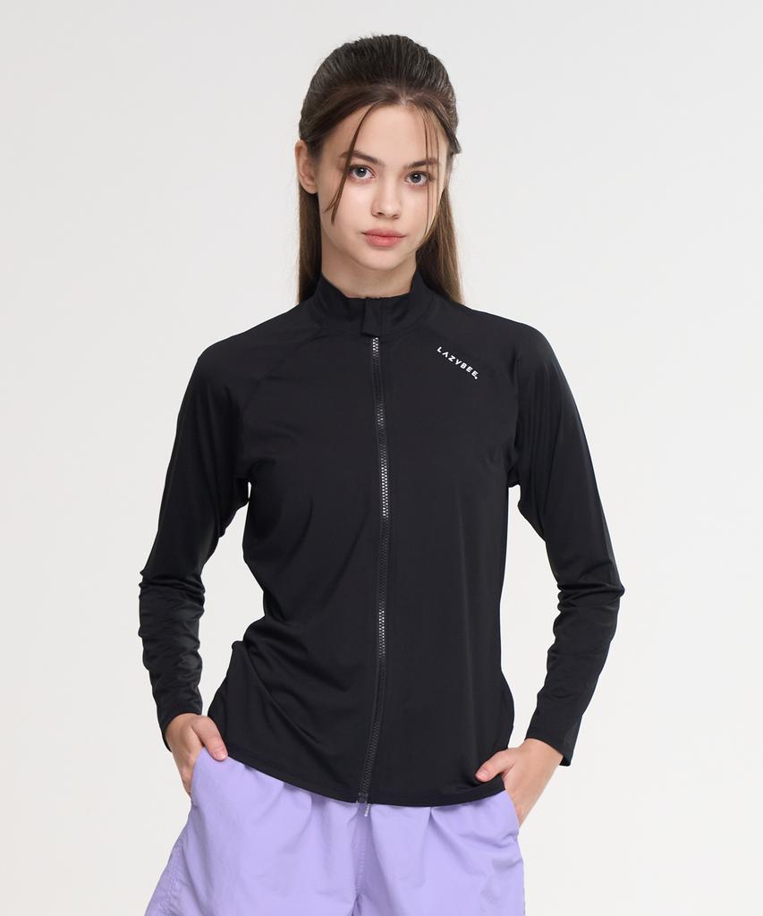 Leijibi Multi-Cooling Essential Loose Fit Zip-Up Rash Guard Men'S & Women'S Long Sleeve Jacket M (6 Colors) (Type A)