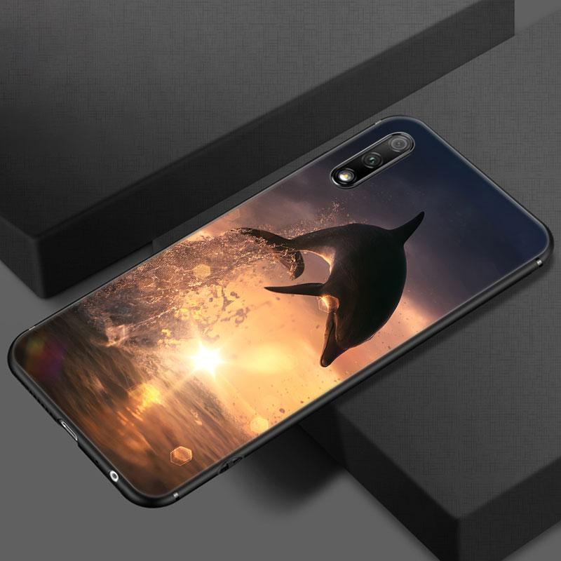 

Чехол для телефона с животным дельфином для Huawei Honor 7A 8A 9X 20 Pro 8 10X Lite 7S 8C 8S 8X 9A 9C 10i 20i 20E 20S 30i, мягкий черный чехол из ТПУ Honor 10X Lite