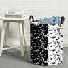1pc, Black and White Dual Tone Note Printed Laundry Basket, Large Capacity, with Handle Design, Easy To Fold, Easy To Store Clothes and Miscellaneous 