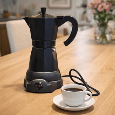 Elektrische Espressokanne für 6 Tassen, Aluminium, schnelles Brühen, elektrische Kaffeemaschine, abnehmbare Espressomaschine, Keramikkochfeld