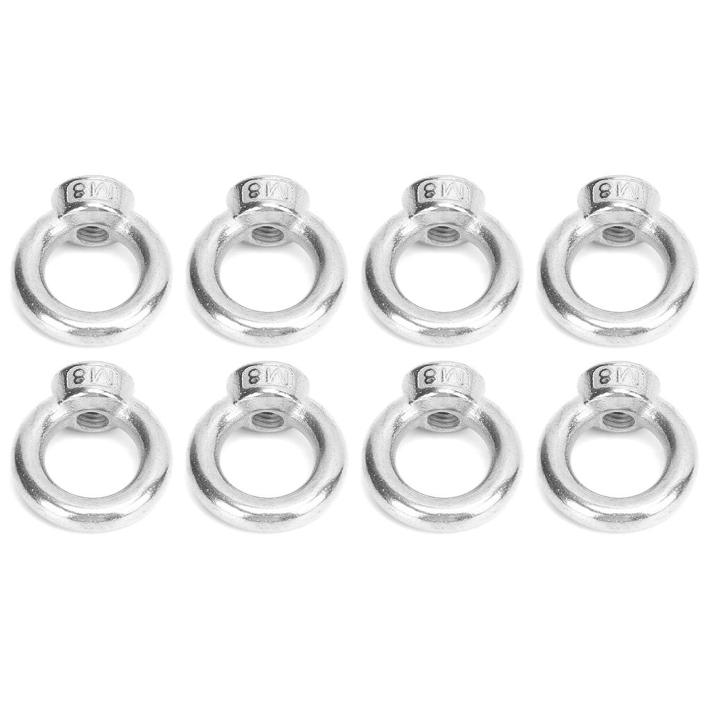 8pcs Eye Nuts Stainless Steel Outdoor Lifting Tools for Ocean Industry Yachts Motor Boats Assault