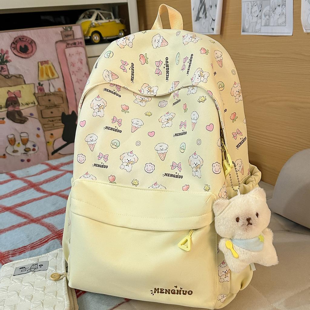 Schoolbag High-value primary and secondary school schoolbag Large capacity Mori small fresh cute ice cream dog lightweight small backpack