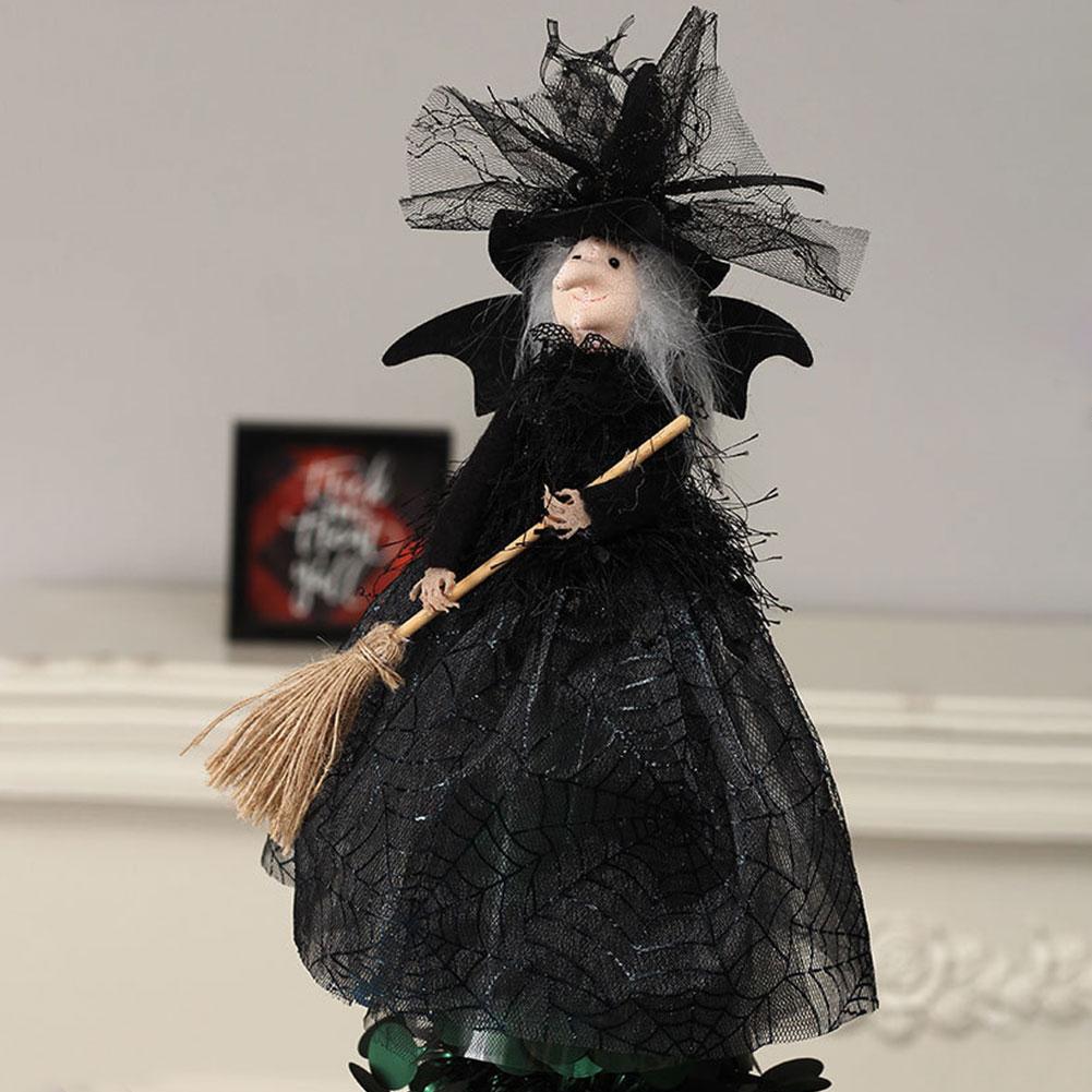 1/2/4 Stück Spukhaus Puppe mit Besen Ornamente Dekorieren Requisiten Baumspitze Stern Hexenpuppe Halloween Dekoration Geisterfest