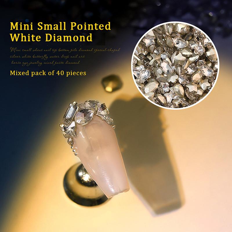 40Pcs Zircon Mix Mini Nail Diamond Decoration Mixed Loading Stereoscopic Nail Accessories Nail Painting Nail Salon Nail Artists