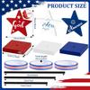 Patriotic Wooden Star Tabletop Decor Set Standing Independence Day Wood Signs with Ribbon Bows for Holiday Celebration Home Decoration