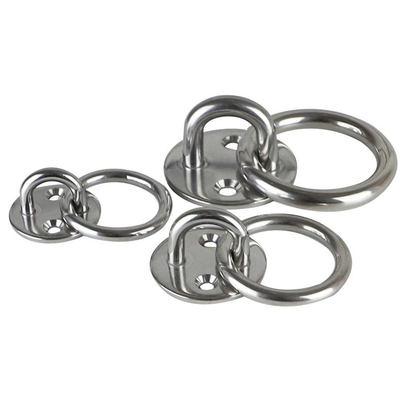 304 Stainless Steel Pad Eye Plate Staple Ring U-Shaped Sail Shade Hardware - For Wall Ceiling Hammock Hooks Hanger
